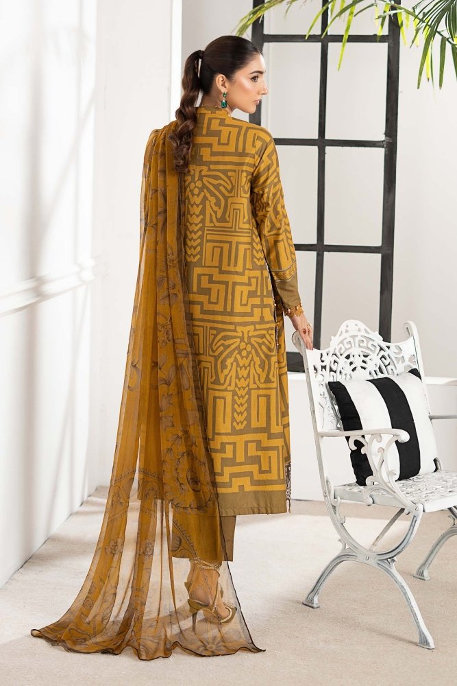 3PC DIGITAL PRINTED SILK SUIT WITH PATCHES - SR - 670 - Rangoli Store